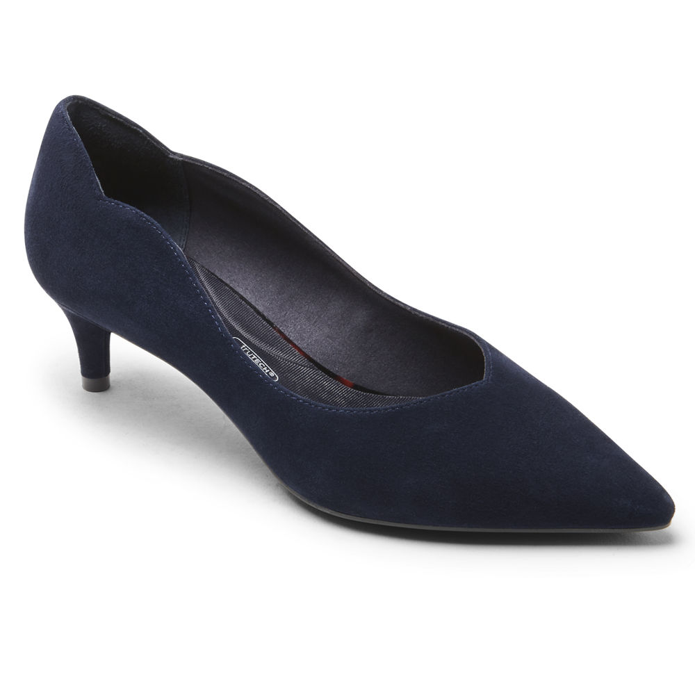 Rockport Singapore Womens Heels - Total Motion Noelle Scalloped-Back Navy - CV4356920